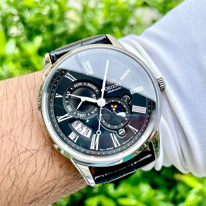 Orient Sun & Moon Automatic Black Dial Men's Watch- RA-AK0010B